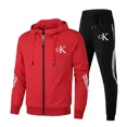 thumbnail image 3 of Nuevo ocio simplicidad moda ropa deportiva cárdigan manga larga correr estampado conjunto de dos piezas para hombres deportes de primavera y otoño, 3 of 4