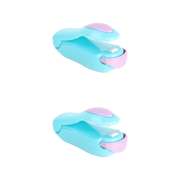 Kearding Sellador de alimentos, máquina de sellado, herramienta de embalaje, Base autoadhesiva, accesorios para el hogar, Gadget de cocina, Azul + Púrpura 2piezas