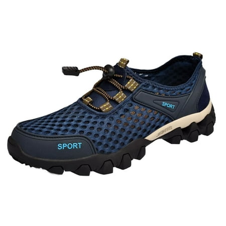 

sneakers for Men Men Summer Mesh Breathable Hiking Shoes Comfortable Walking Shoes Outdoor Travel Shoes Fashion Casual Sports Shoes PU Dress Sandals for Women Blue