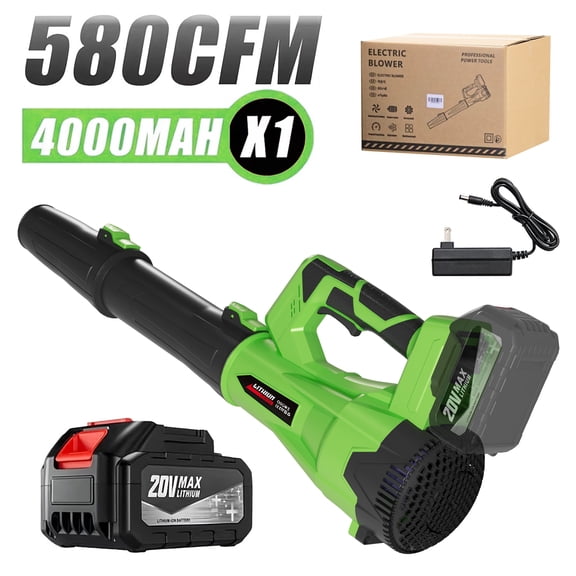 High-speed Cordless Leaf Blower -Green with 1*4.0Ah battery