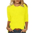 thumbnail image 2 of ClodeEU Womens Casual Lightweight 3/4 Sleeve Crewneck T Shirts Tops,Loose Fit Tunic Pullover Yellow,Womens Plus XXL, 2 of 5