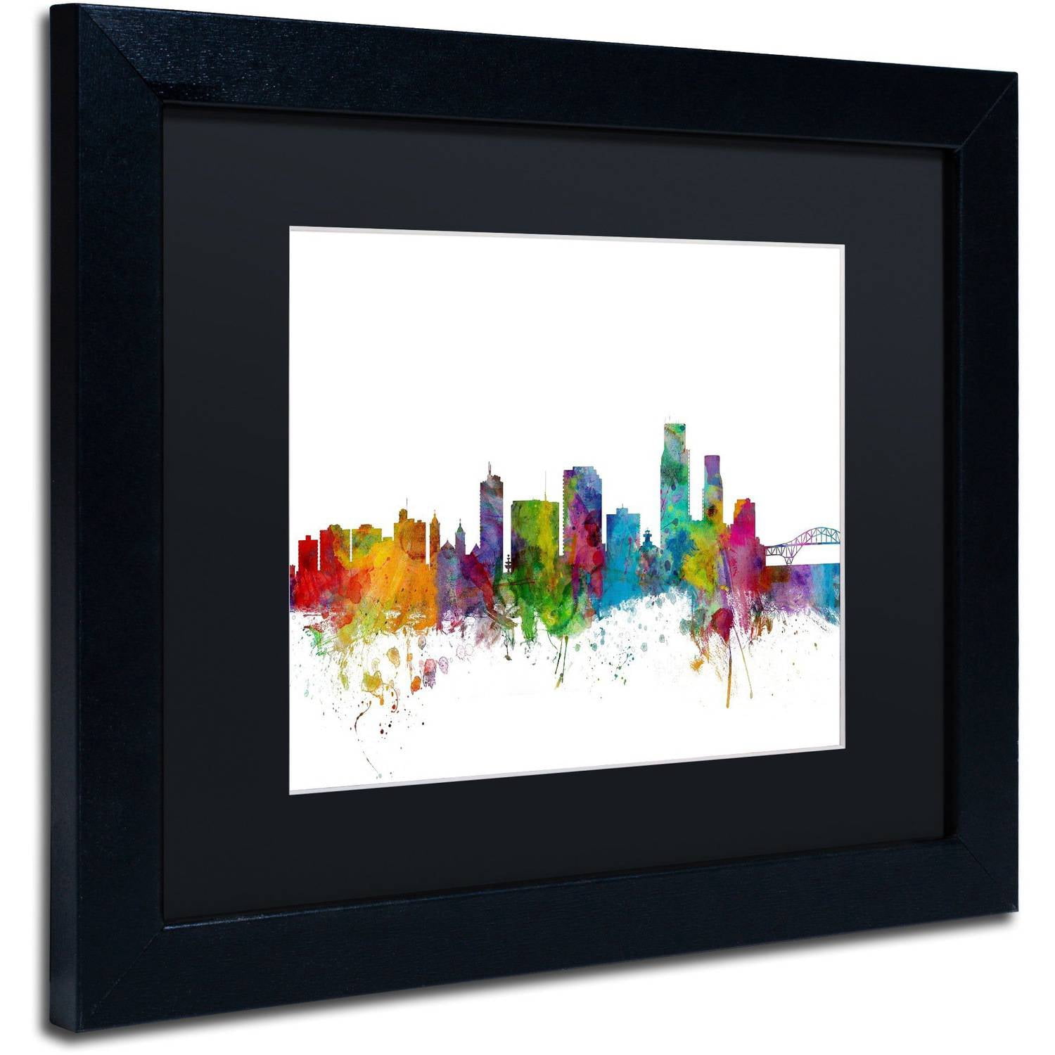 Trademark Fine Art 'Corpus Christie Texas Skyline' Canvas Art by Michael Tompsett, Black Matte, Black Frame