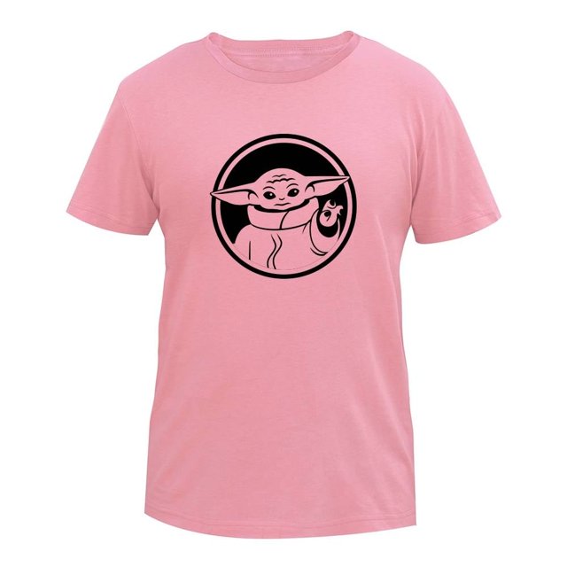 Playera The Mandalorian Talla EG Manga Corta Estampado Grogu Rosa