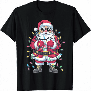 Christmas Deer with Santa Hat Hunting Pajama Gift T-Shirt