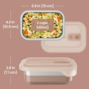 Bentgo MicroSteel Heat & Eat Container – Microwave-Safe, Leak-Proof, Easy-to-Clean, Lightweight Stainless Steel Reusable Food Storage with Airtight Silicone Lid (Snack Size; 2-Cup Capacity; Rose)