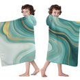 thumbnail image 4 of Blue and Gold Marble Flow Veins Pattern Hooded Bath Towel，60"x35" for Ages 3 To 12 Kids, Quick Dry Lightweight Soft Microfiber Hood Beach Towel Cover Up for Kids, 4 of 7