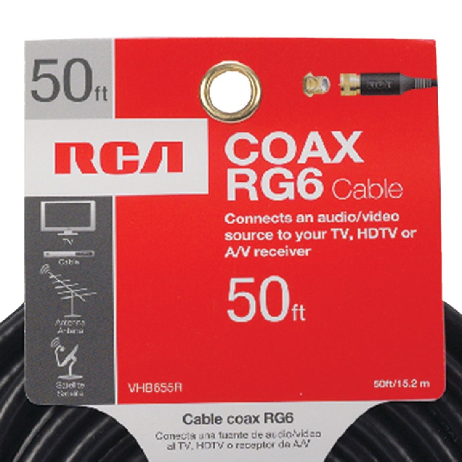 Rca Vhb655r Rg6 Coaxial Cable (50ft; Black) - image 3 of 3
