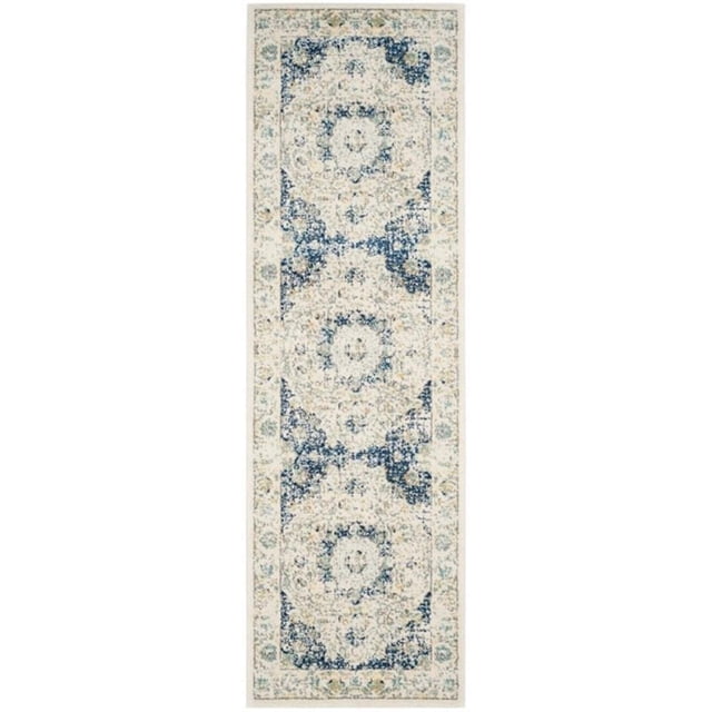 Hawthorne Collection 8' X 10' Power Loomed Rug in Ivory and Blue