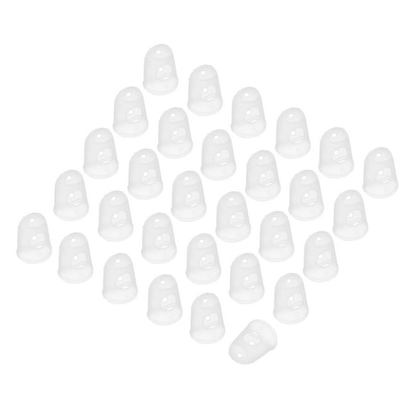 Uxcell Light White Silicone Finger Protectors Gloves Breathable Reusable Fingertip Caps with Air Holes L 30 Pcs
