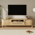 thumbnail image 1 of Homy Casa Rattan TV Stand with Solid Wood Doors, Natural Style, 1 of 12