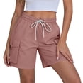 thumbnail image 3 of Fsgntruao Women Solid Color Clothing With Elastic Casual Elastic Pockets Five-Point Four Pockets Pants Overalls, 3 of 6