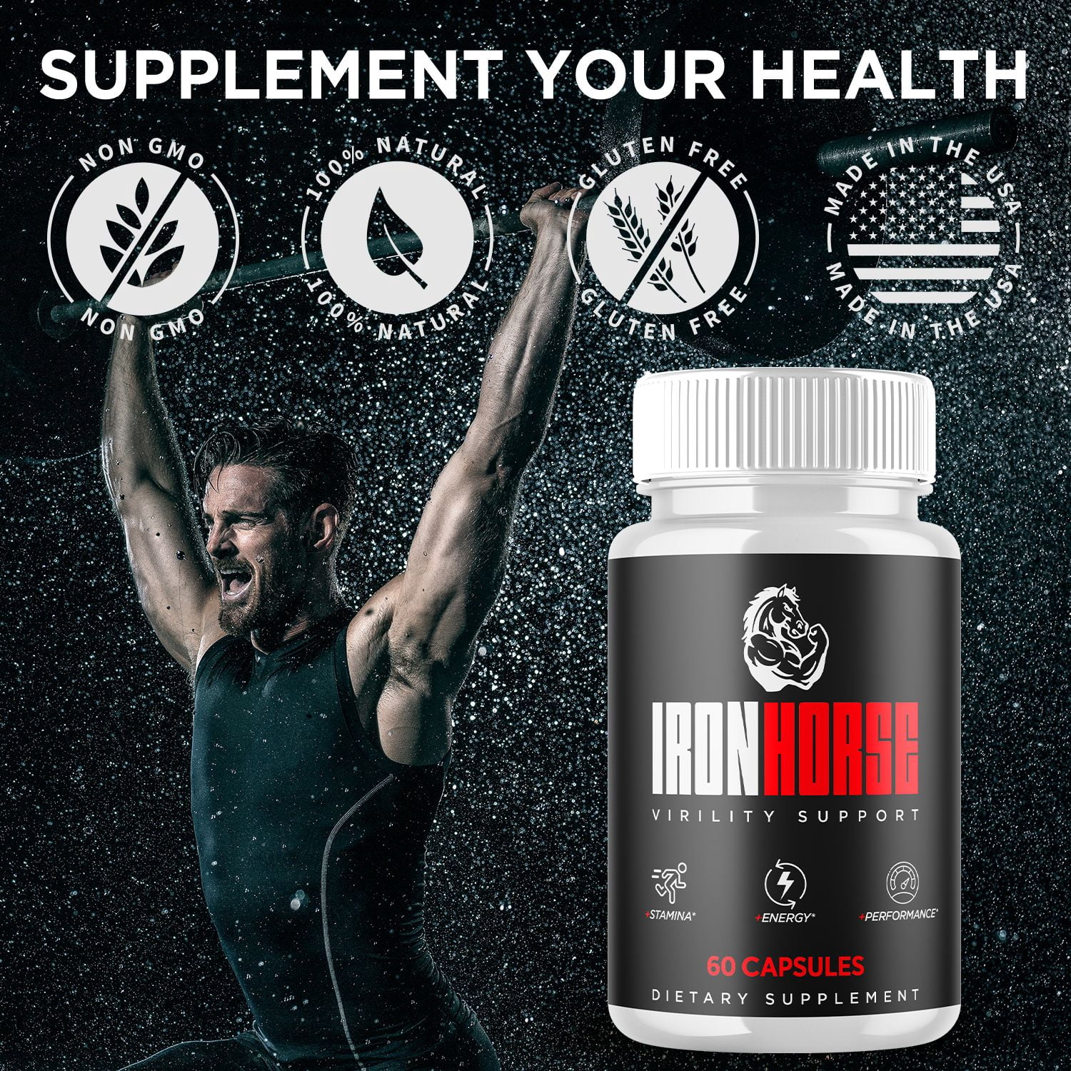 Iron Horse Advanced Formula Pills All Natural Vitamin Supplement IronHorse 300 Capsules
