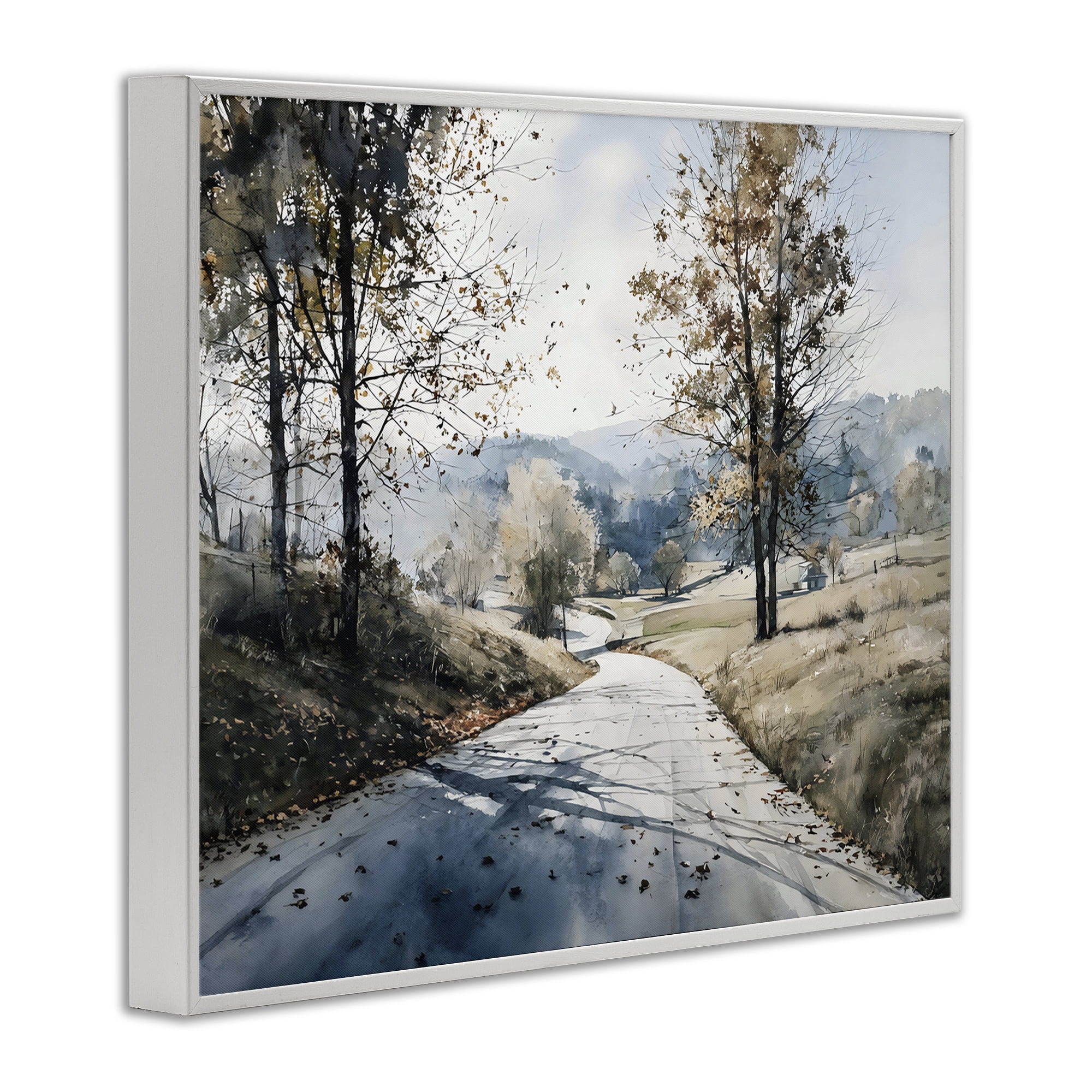 Stupell Industries Country Road in Autumn White Framed Giclee Art, design by Franklyn Gregory