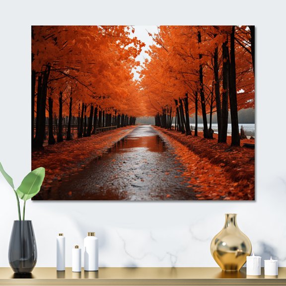 Designart "Canada Orange Autumn Euphony IV" Trees Metal Wall Decor