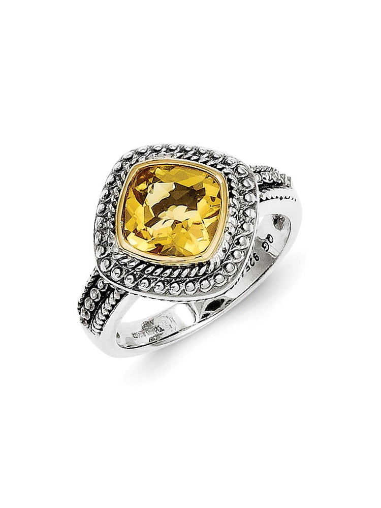 Shey Couture Sterling Silver with 14k Citrine Ring Size 6 