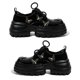 thumbnail image 4 of Zapatos de plataforma vintage para mujer, zapatos casuales de cuero PU con suela gruesa, zapatos de vestir para mujer, negro 36, 4 of 14