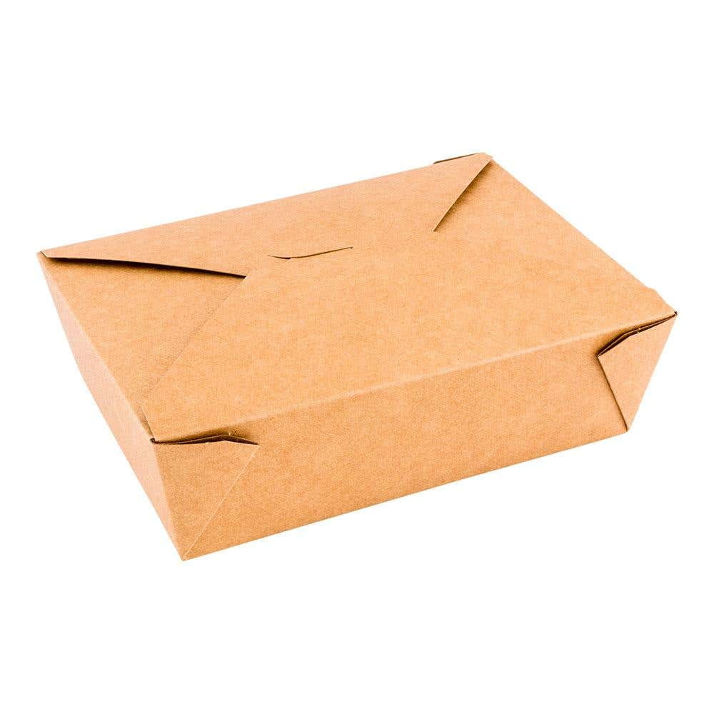 Bio Tek 47 oz Rectangle Kraft Paper #3 Bio Box Take Out Container -  2-Compartment - 6 1/2 x 5 1/4 x 2 1/2 - 200 count box
