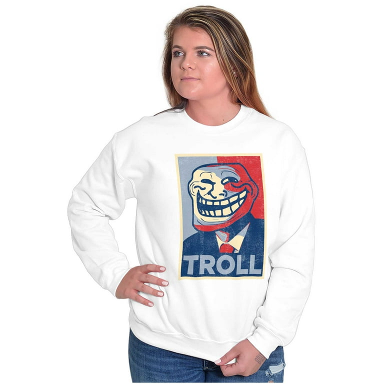 Troll Face Smiley Internet Funny Meme Gift Womens or Mens Crewneck