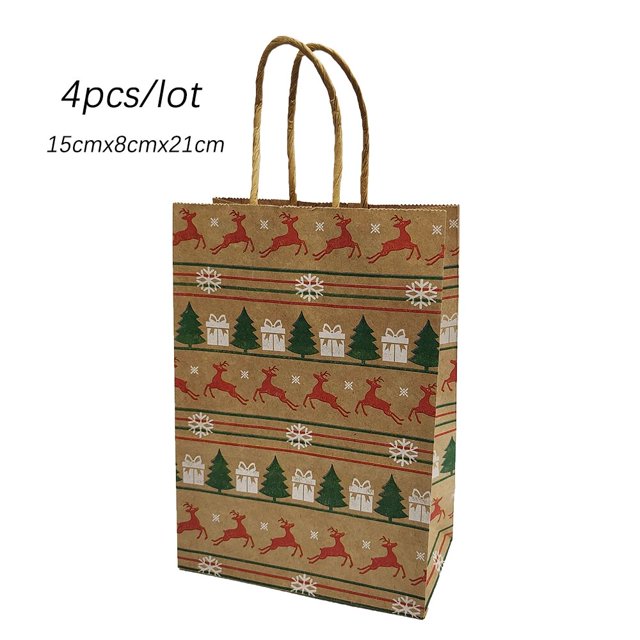 Bolsa de papel para regalo de Navidad, 4 piezas, Papá Noel, galletas, dulces, manualidades, fiesta de navidad
