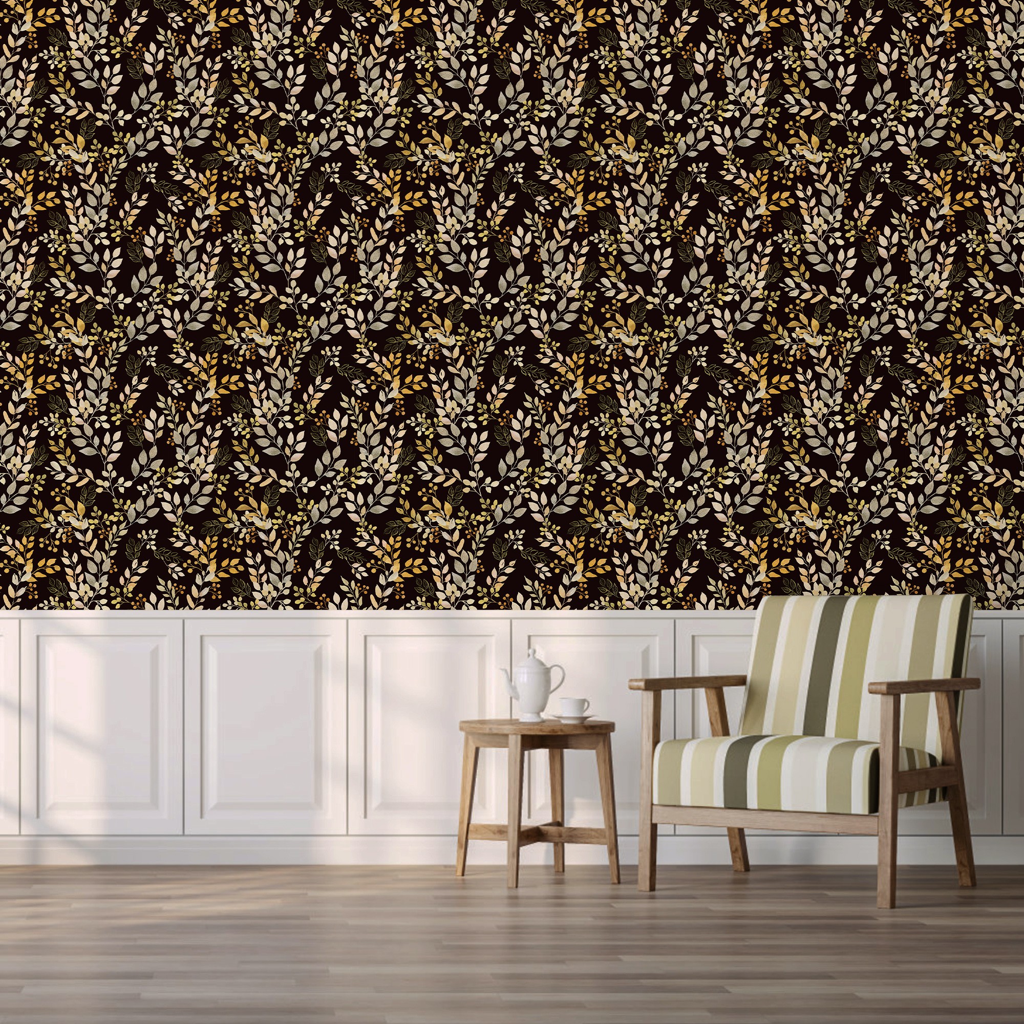 UMIGGEE Floral Wallpaper Peel and Stick Black Wallpaper Self Adhesive Flower Wall Paper Contact Paper 17.7" x 118" Home Decor Wall Covering Old Furniture