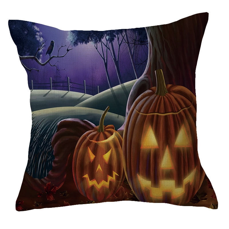 18"X18"Halloween Pumpkin Cushions Linen Pillow Case Cover Car Decor Sofa B2F4 