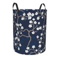 thumbnail image 2 of Kll Cherry Blossoms On Navy Background Waterproof Foldable Laundry Hamper Bucket With Handles For Storage Bin,Kids Room,Home Organizer (Small), 2 of 8