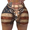 thumbnail image 2 of Pofeuu Deer American Flag Wall Print Workout Shorts for Women Scrunch Butt Lifting High Waisted Yoga Gym Seamless Booty Biker Shorts-XX-Large, 2 of 8