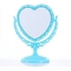thumbnail image 1 of Espejo de maquillaje de 2 lados, soporte giratorio para tocador, tocador de mesa, espejos en forma de corazón de plástico, herramienta cosmética-azul, 1 of 5