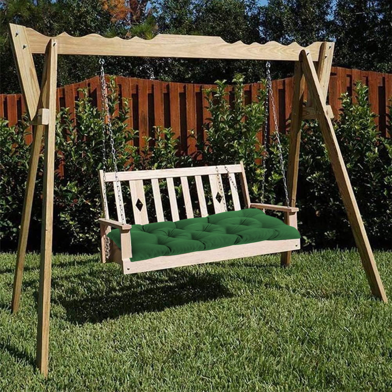 Indoor Outdoor Bench Cushion 19.68x39.37in, 2 Seat Thick Garden Bench Seat Cushion, Waterproof Swing Pad for Patio Garden Lounger Furniture, Green