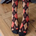 thumbnail image 2 of Women Autumn Ribbed Knee High Socks Japanese Preppy Style Vintage Colorful Argyle Diamond Plaid Pattern Thick Warm High Tube Stockings, 2 of 20