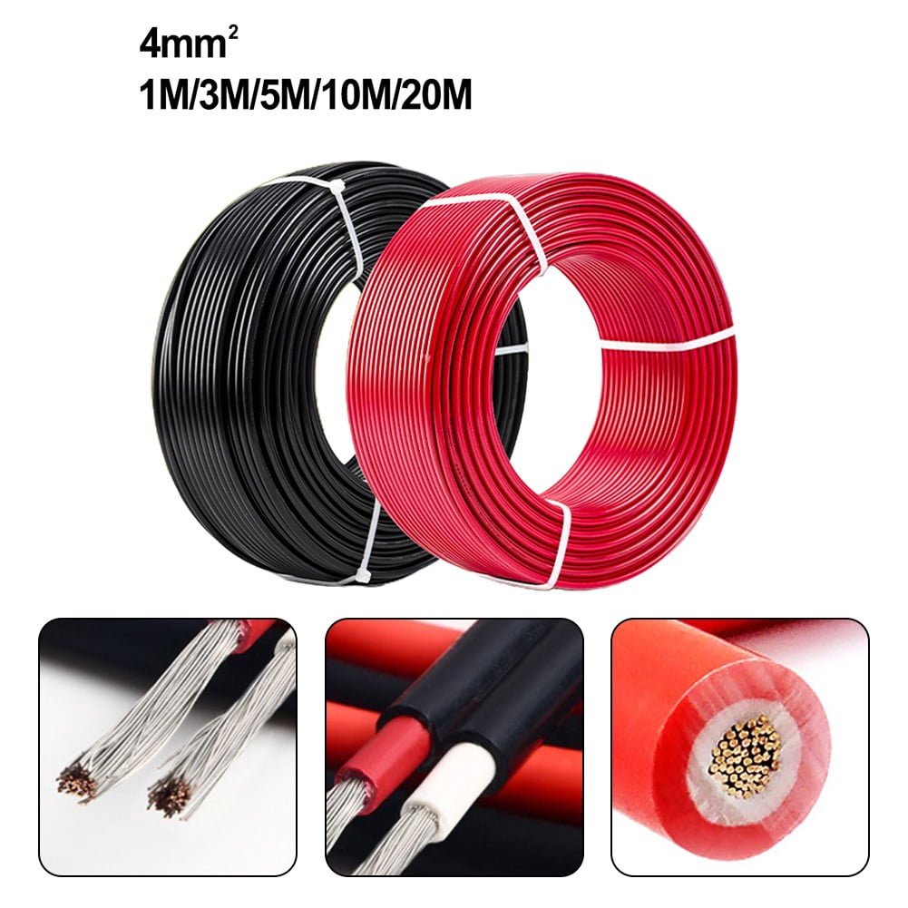 4mm² Black Red Solar Panel Extension Cable Wire PV Connector IP67 10AWG 3/5/10/20M High Quality Solar Photovoltaic Cable