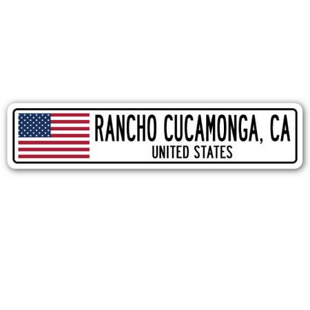 RANCHO CUCAMONGA, CA, UNITED STATES Street Sign American flag city country