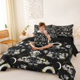 thumbnail image 4 of Homewish Gothic Moths Skull 7-Piece Twin Bedding,Moon Floral Bedding Comforter Set,Cream Black,Halloween Bed Set,Black Reversible, 4 of 8
