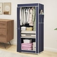 thumbnail image 3 of Easy Assembly Fabric Wardrobe Closet with Shelves, Portable Cloth Storage Organizer for Bedroom, Collapsible Garment Rack with Zippered Doors and Ventilation, 3 of 5
