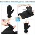 thumbnail image 3 of Winter Gloves Fingerless Convertible Mittens Thermal Polar Fleece Insulated Lining Windproof Warm for Men, 3 of 6
