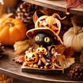 thumbnail image 4 of THOPBPRK Halloween Decorations Wooden Figurines Cute Pumpkin Witch Ghost Cat Statue for Tiered Tray Decor Tabletop Display Home Party Accents Seasonal Holiday Table Centerpiece, 1Pack C, 4 of 7