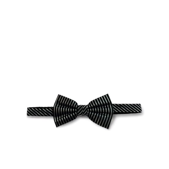 Black and Silver Striped Silk Bow Tie