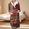 thumbnail image 2 of Women's Fleece Plush Robe Long Warm Plush Bathrobe Loungewear Jacket Printed Comfort Robe, 2 of 5