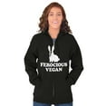 thumbnail image 4 of Ferocious Vegan Herbivore Bunny Unisex Fleece Graphic Zip Up Hoodie Brisco Brands 2X, 4 of 5