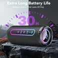 thumbnail image 3 of Portable Bluetooth Speaker, 30W Loud Sound, Deep Bass, Bluetooth 5.4, LED Lights, IPX7 Waterproof, Wireless Stereo Pairing, 30H Playtime, for Home/Outdoor/Party/Beach, Birthday Gift (Black), 3 of 7