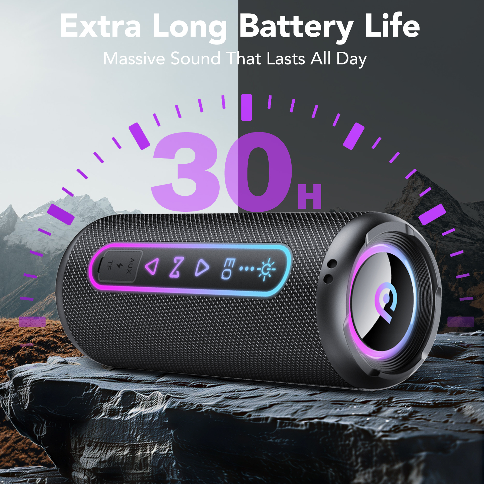 FAMOO Portable Bluetooth Speaker, 30W with Deep Bass, Black photo 3