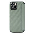 thumbnail image 3 of Dteck Wallet Case for iPhone 13 6.1 Inch, Fiber Pattern Leather Case with Suction Cup, Lightweight and Portable Card Slot Pockets for Full Protection for iPhone 13, Green, 3 of 6