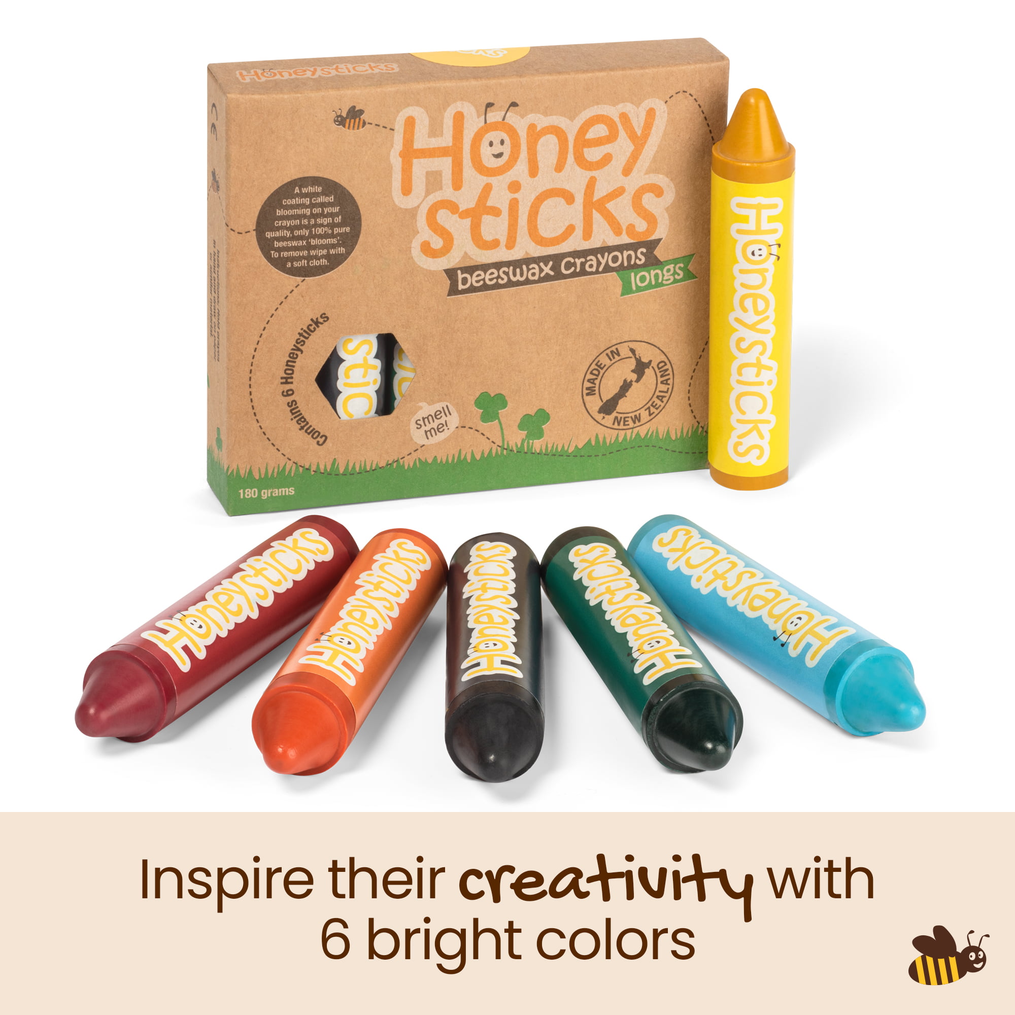 Honeysticks Beeswax Crayons - Longs (6 Pack) - Jumbo Size Crayons for  Toddlers and Kids - Made from Pure Beeswax and Food Grade Colorings - Child  Safe, Non Toxic Crayons for Kids 