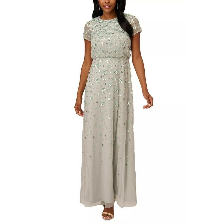 Adrianna papell shop embellished mesh gown