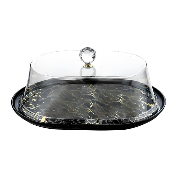 deevoka Acrylic Cake Cover Clear Acrylic Pastry Display Case for Birthday Oval black