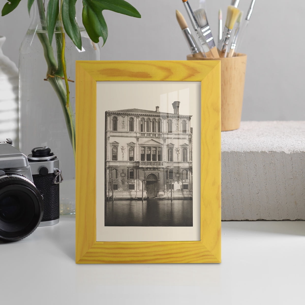 Vintage Views of Venice I - Framed Print w/glass - Sunflower Yellow