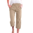 thumbnail image 1 of Pantalon Ample en Lin Uni pour Femmes, 7/8, avec Poches, 1 of 4