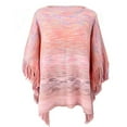 thumbnail image 3 of 50% Off Clear! asdoklhq Plus Size Womens Clearance,Plus Size Women Tassel Fringed Cloak Sweater Striped Fringe Tops, 3 of 4