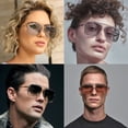 thumbnail image 3 of Azorb Retro Square Aviator Sunglasses Men‘s Oversized Aviator Sunglasses, 3 of 5