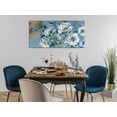 thumbnail image 5 of HFDF Teal Flowers Canvas Wall Art Magnolia White Floral Picture Gold Textured Grey Blue Patg Turquoise Artwork for Livg Room Bedroom Bathroom Home Office Wall Decor, Large 24x20inch Framed, 5 of 6